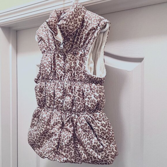 Beverly Hills Princess Girls Cheetah Print Puffy Vest-Size 7-8-Pockets-Tan/Cream - Picture 3 of 16